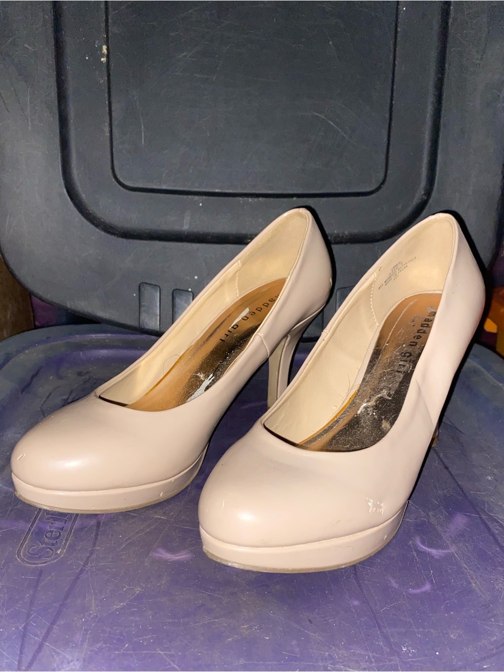 Madden Girl Nude Platform Pump Heels - Women's Classic Round-Toe Size 7